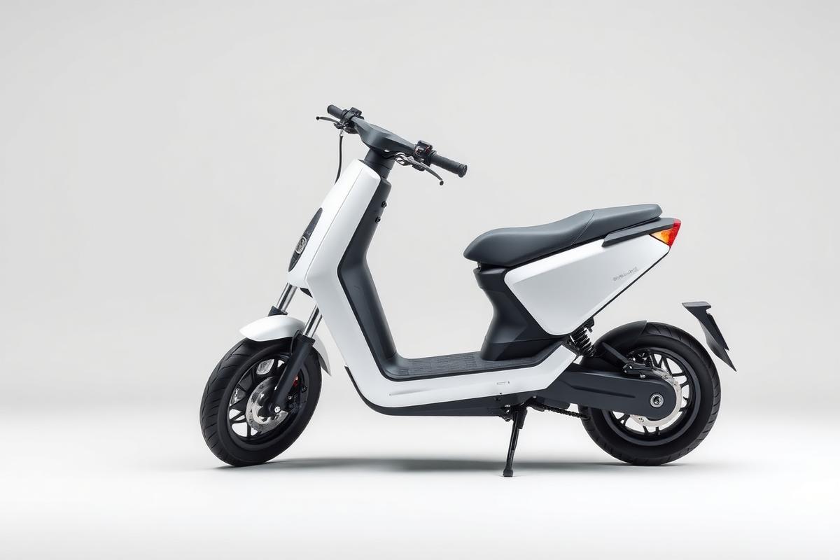 Scooter électrique blanc et gris de profil