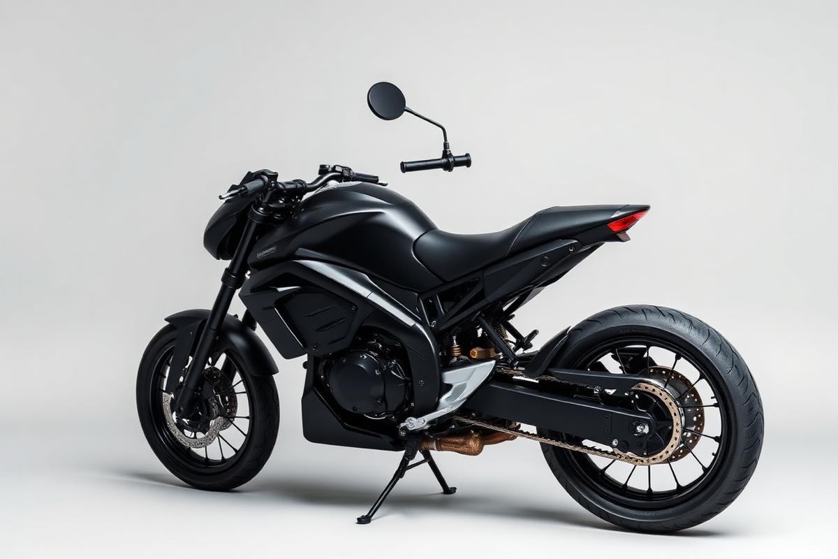 Moto électrique roadster noire de profil